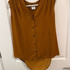 CAbi Mustard Polka Dot Blouse
